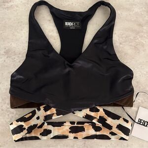 Beach Riot Maeve Top in Leopard Colorblock